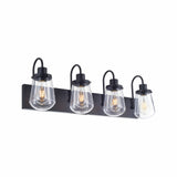 Indoor Modern Bedroom Wall Lamp In Matte Black, Iron Clear Glass Shade,4-Lights E26 Bulb Bathroom Vanity Light