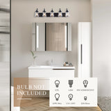 Bathroom Lights Over Mirror, 5-Lights E26 Bulb Matte Black Vanity Light Fixtures with Clear Glass Globe Shades for Hallway Kitchen Living Room