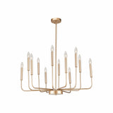 12-Light Modern Gold Farmhouse Iron Chandelier, Adjustable Height E12 Bulb, Classic Candle Hanging Pendant Light For Living Room Dining Room