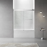 56" - 60"W x 60"H Frameless Double Sliding Shower Door For Bathtubs, 3/8"(10mm) Clear Tempered Glass, Glass Door For Bathroom bathtubs, Chrome Finish