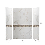 32-in X 60-in X 96-in Shower Wall Panel Kits , Quick Install Polyurethane Composite Shower Wall Panels Surrounds, With Waist Line, Natural Marble Finish