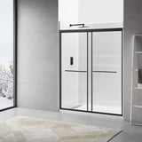 56"-60"W x 70"H Framed Shower Door, Bathroom Double Sliding Shower Door, 1/4" (6mm) Clear Tempered Glass, Bypass Glass Door, Matte Black Finish