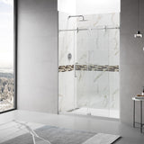 56" - 60"W x 76"H Frameless Single Sliding Shower Door, 3/8"(10mm) Clear Tempered Glass, Glass Door For Bathroom, Chrome Finish