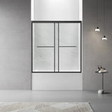 60"W x 60"H Bathtub Glass Sliding Shower Tub Door, 1/4 in.  Clear Glass, Framed Bypass Double Sliding Tub Glass Door, Matte Black Finish