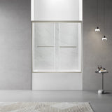 60"W x 60"H Bathtub Double Sliding Tub Shower Door with 1/4"(6mm) Clear Glass, Framed Tub Glass Shower Door, Brushed Titanium Finish