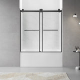 60"W x 60"H Bathtub Glass Double Sliding Shower Tub Door, 3/8"(10mm) Clear Tempered Glass, Glass Door For Bathroom, Matt Black Finish