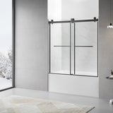 60"W x 60"H Bathtub Glass Double Sliding Shower Tub Door, 3/8"(10mm) Clear Tempered Glass, Glass Door For Bathroom, Matt Black Finish