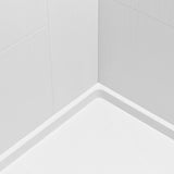 36-in X 60-in X 96-in Solid Surface Shower Wall Panel Kits , Quick Install, Cuttable Shower Surrounds, Stacked Block in a Staggered Vertical Pattern, Matte White Finish