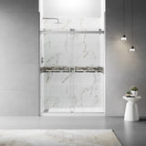 56" - 60"W x 76"H Frameless Double Sliding Shower Door, 3/8"(10mm) Clear Tempered Glass, Glass Door For Bathroom, Brushed nickel Finish