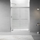 Framed Sliding Shower Door 56"-60"W x 75"H, Bypass Double Sliding Glass Door with 1/4"(6mm) Clear Glass, Brushed Nickel Finish