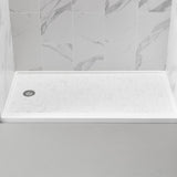 60'' L x 32'' W x 4'' H Tile Shower Base, Left Drain, Solid Surface Single Threshold Shower Pan Including 304 Stainless Steel Drain Cover