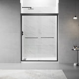 Framed Sliding Shower Door 56"-60"W x 75"H, Bypass Double Sliding Glass Door with 1/4"(6mm) Clear Glass, Matt Black Finish