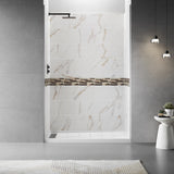 32-in X 60-in X 96-in Shower Wall Panel Kits , Quick Install Polyurethane Composite Shower Wall Panels Surrounds, With Waist Line, Natural Marble Finish