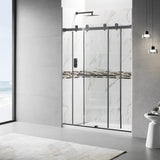 56" - 60"W x 76"H Frameless Double Sliding Shower Door, 3/8"(10mm) Clear Tempered Glass, Glass Door For Bathroom, Matte Black Finish