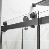 56" - 60"W x 76"H Frameless Double Sliding Shower Door, 3/8"(10mm) Clear Tempered Glass, Glass Door For Bathroom, Matte Black Finish